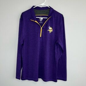 Minnesota Vikings Men’s Purple Gold Quarter Zip Pullover Large Active Logo NFL
